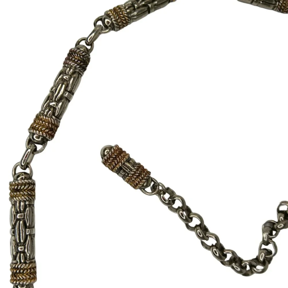 𝅺Vintage Metal Chain Barrel Weave Link Belt Gold Silver Tone